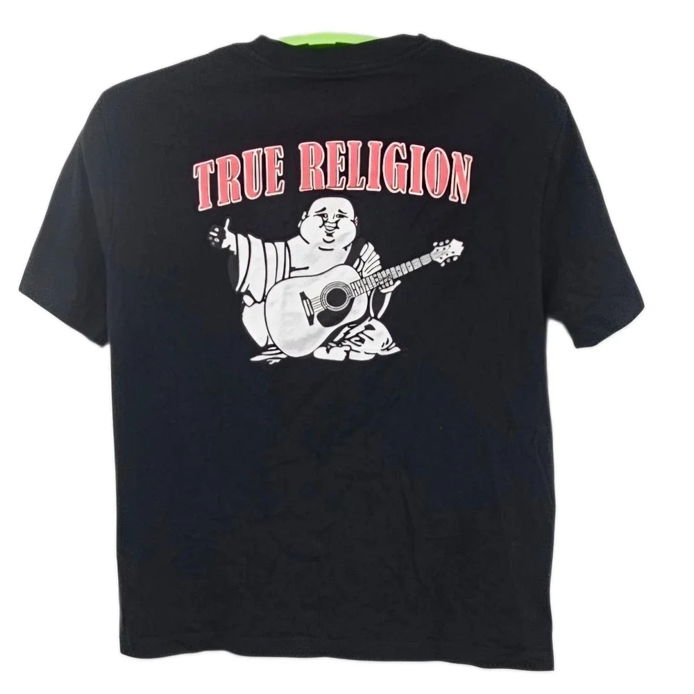 True Religion Black Graphic Buddha Horseshoe Large Short Sleeve T-Shirt